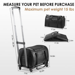 Lasaviin pet carrier rolling wheels demonstrates effortless mobility through airports and streets.