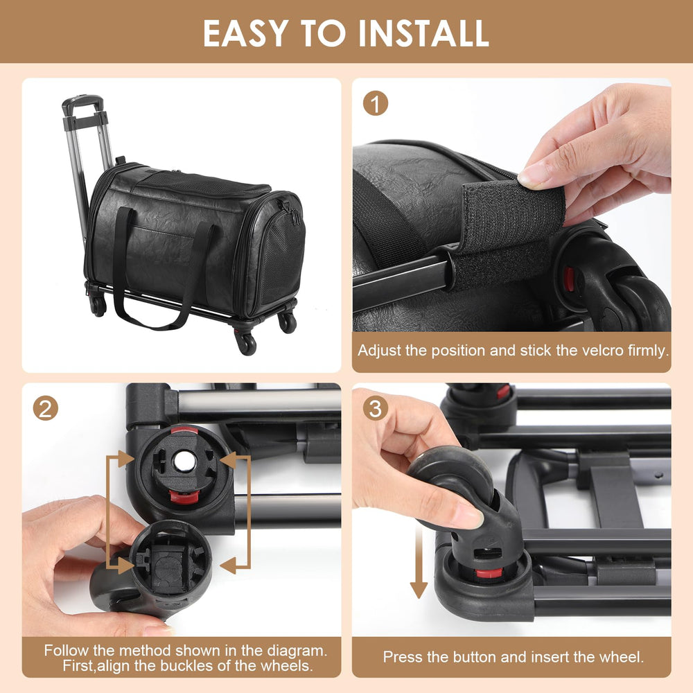 Lasaviin vegan-leather exterior delivers durable, wipe-clean style for adventures with pets.