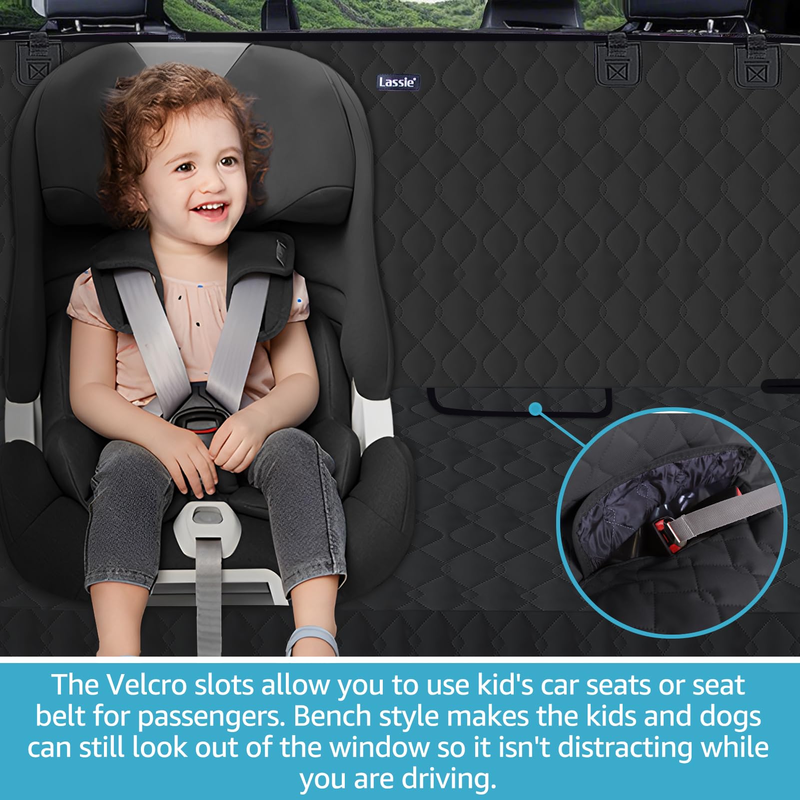 Lassie 360-degree grip non-slip base prevents sliding on seats.