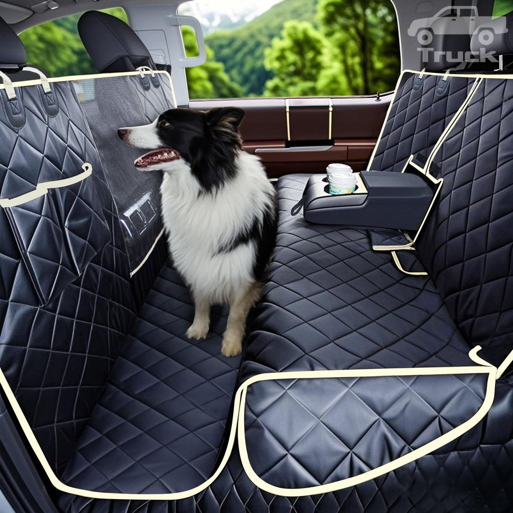 Lassie 4-in-1 dog floor hammock backseat cover for trucks keeps interior protected.