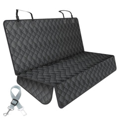 Lassie back seat cover protects seats from spills and hair during car trips.
