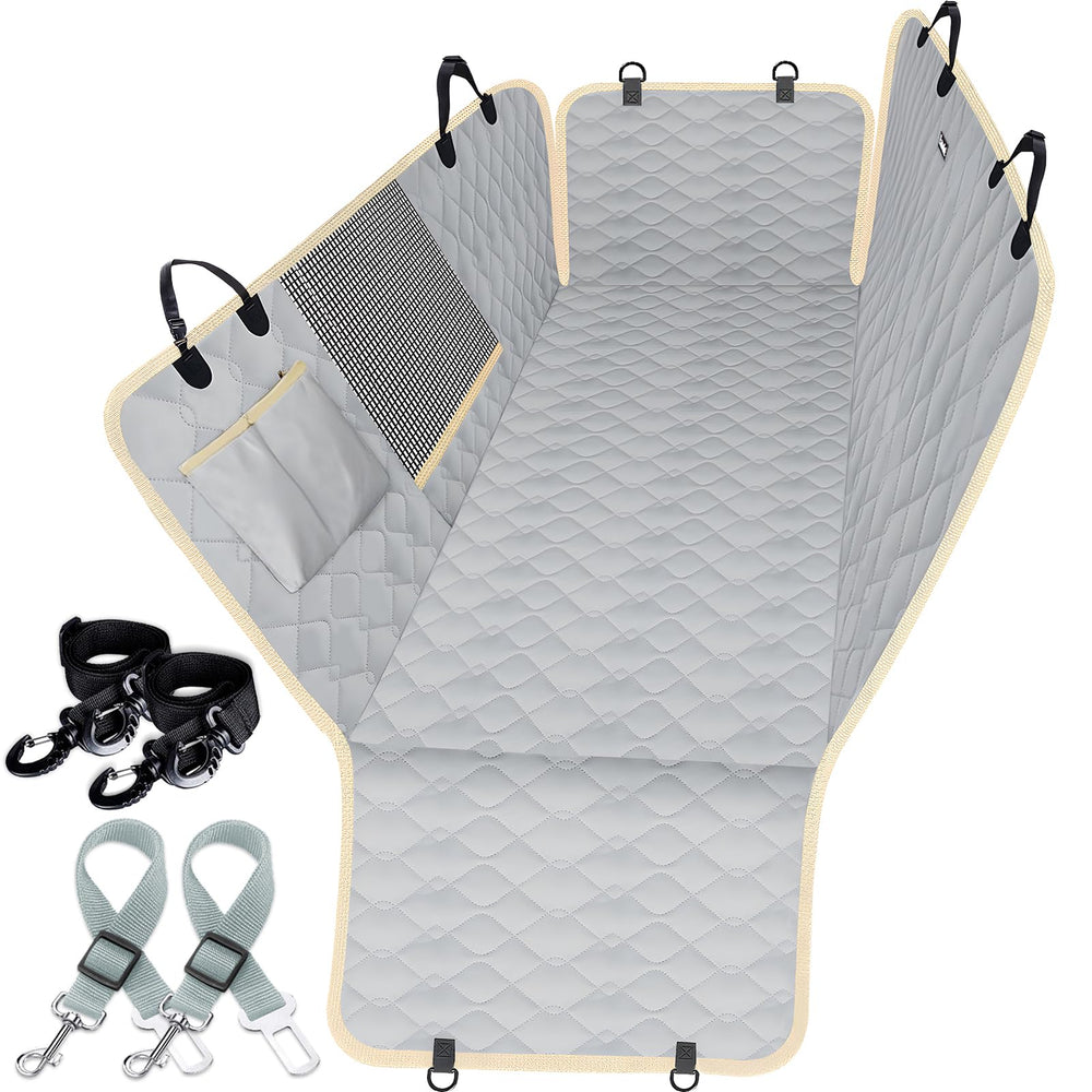 Lassie dog car hammock with side flaps protects doors during travel.