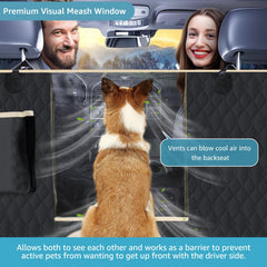 Lassie dog car seat cover side flaps door protection prevents scratches while pets stretch or move.