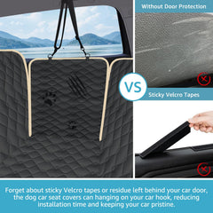 Lassie dog car seat cover waterproof material shields seats from spills and accidents on trips.