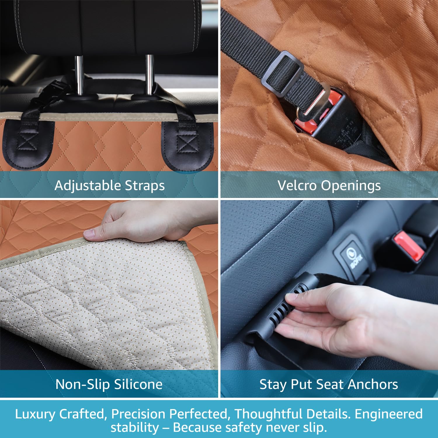 Lassie hair-catching grooves help minimize loose fur in your car.