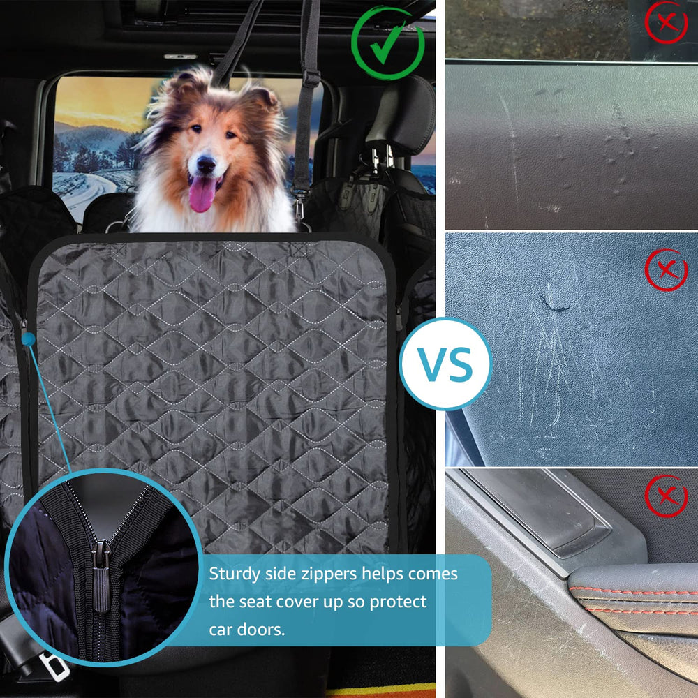 Lassie seat covers backseat mesh window highlights airflow and dog comfort on long rides