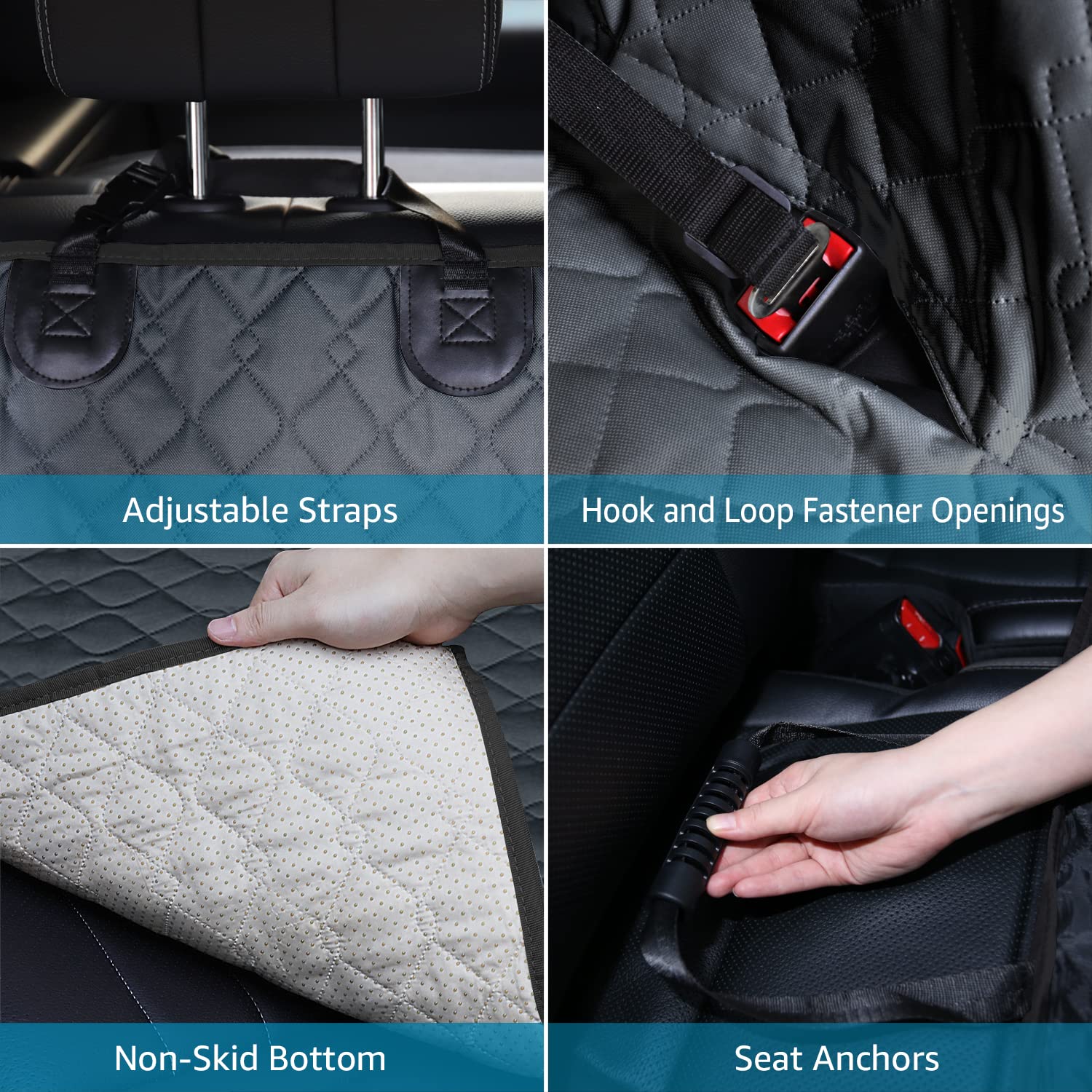 Lassie truck seat covers quick-install straps illustrate easy setup in moments