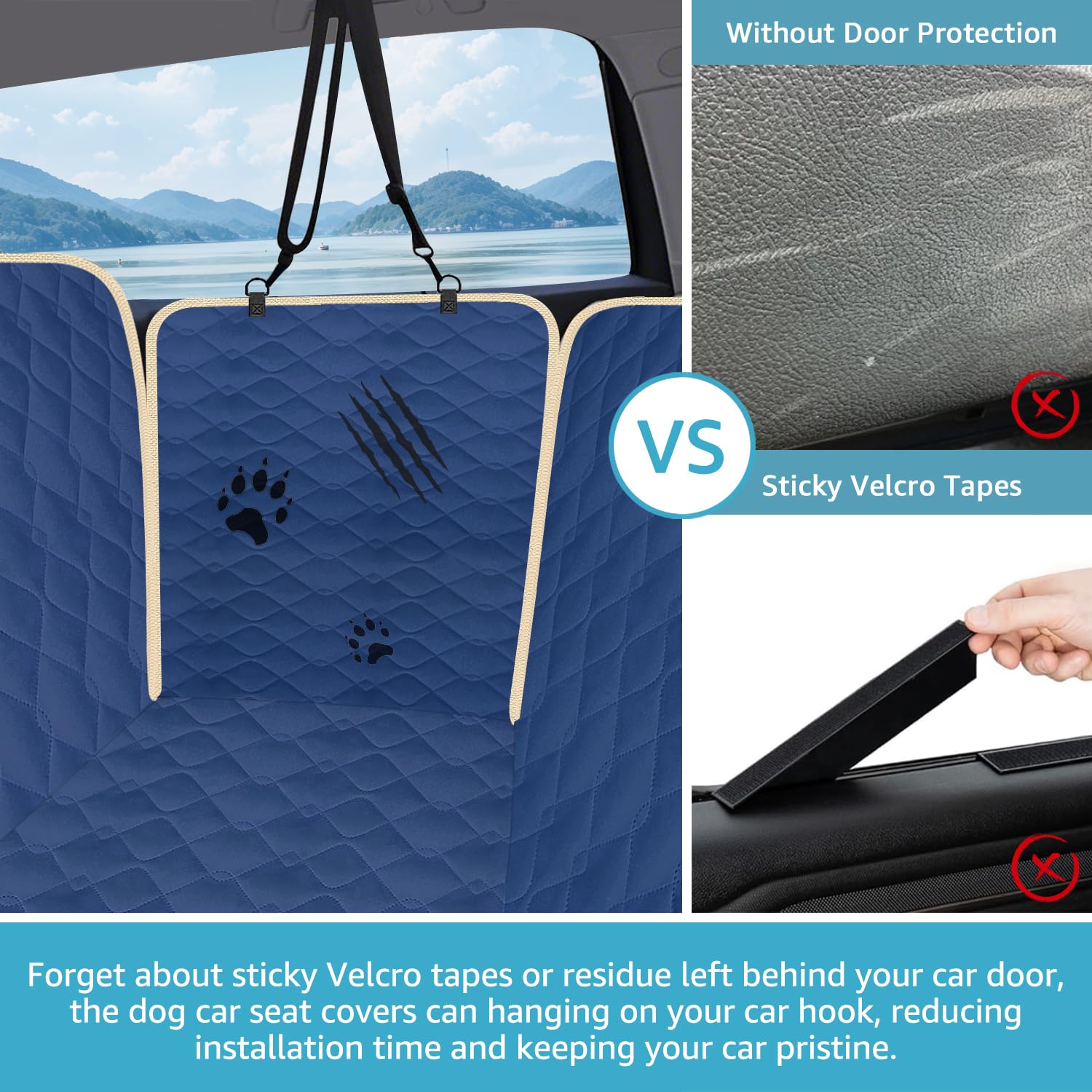 Lassie waterproof dog car hammock keeps seats dry and scratch-free