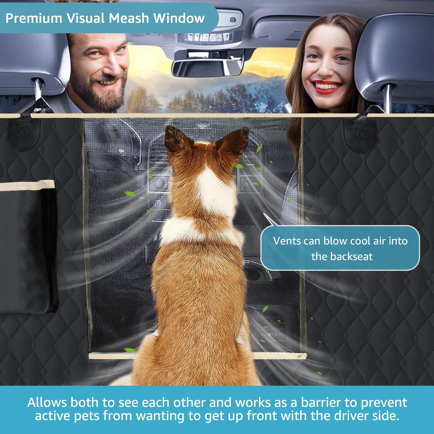 Lassie XL truck seat cover side flaps guard doors and simplify installation.