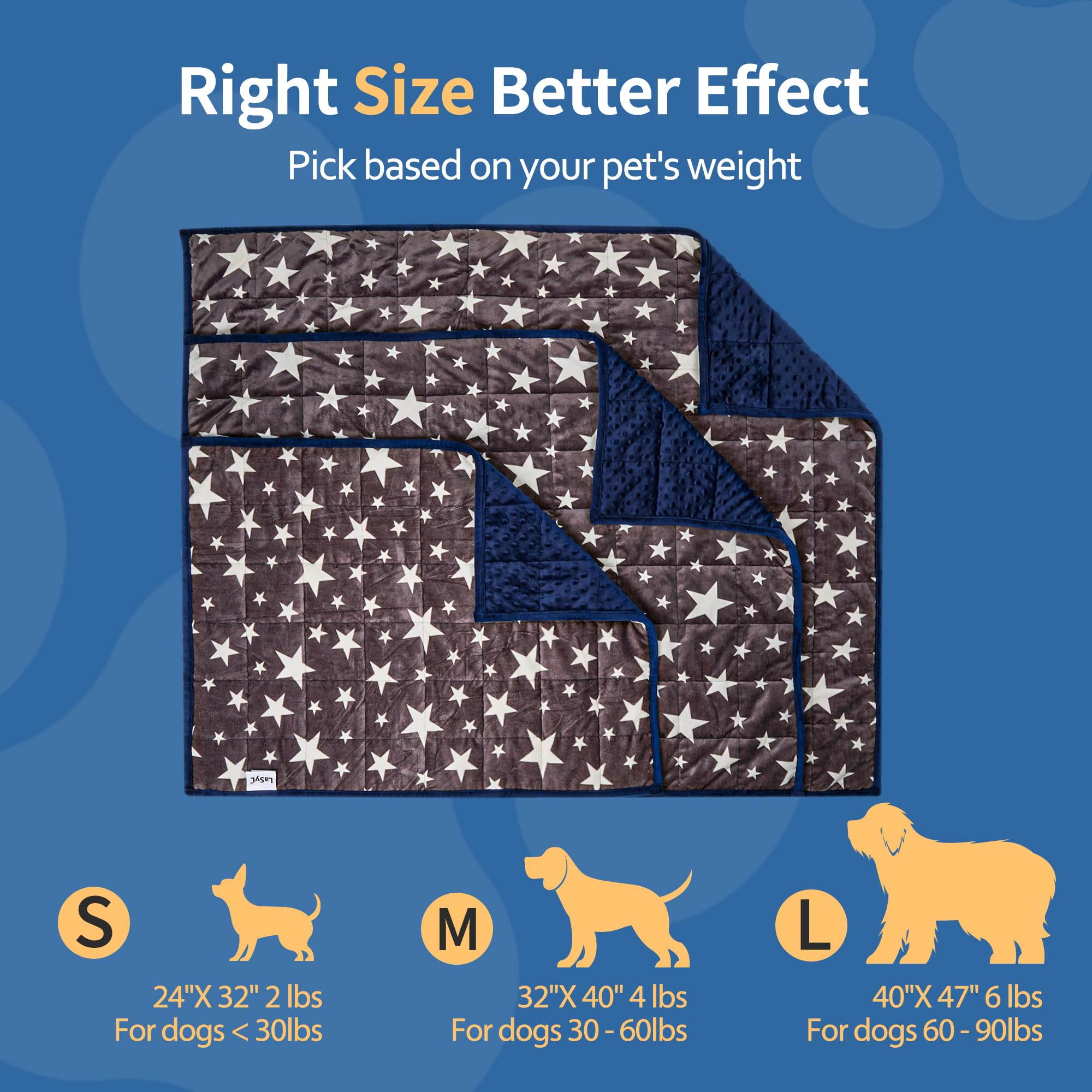 LaSyL weighted blanket for pets—compartmental design prevents weight shift during use.