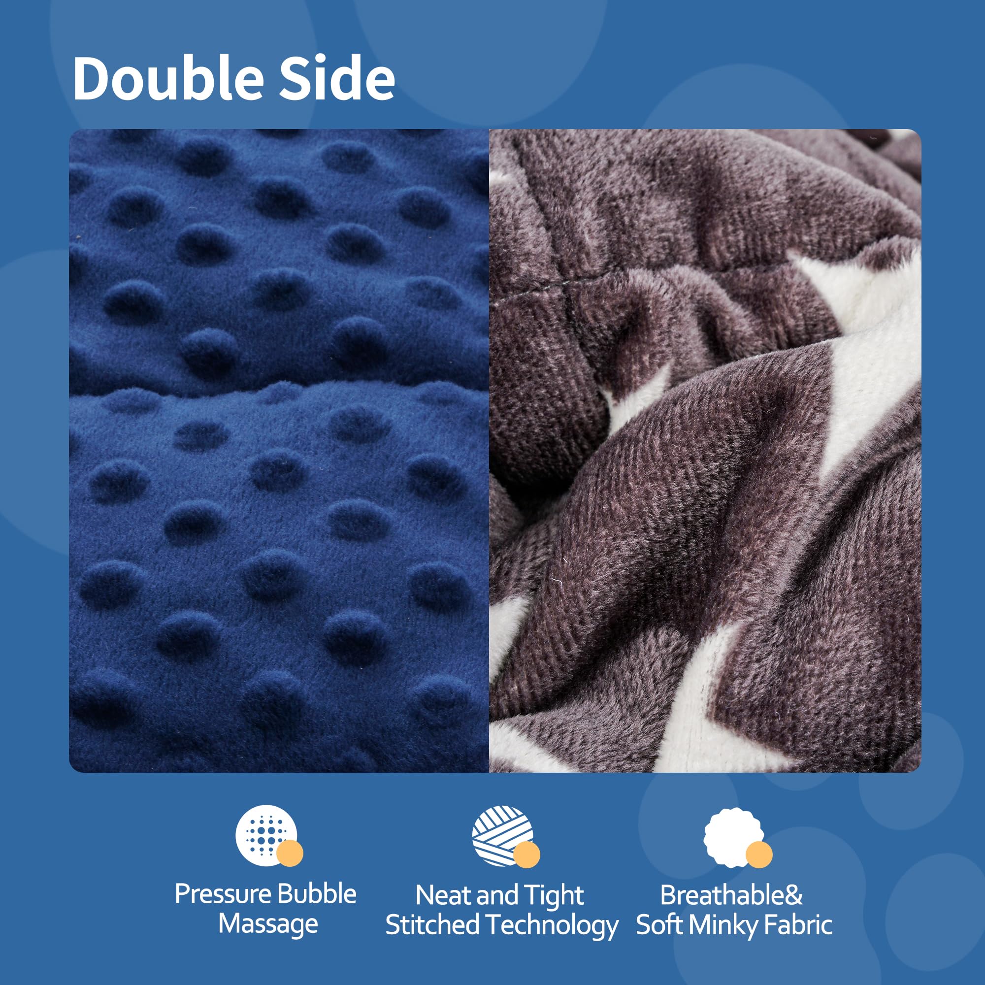 LaSyL weighted blanket for pets—two-sided minky fabric enhances snuggle comfort.
