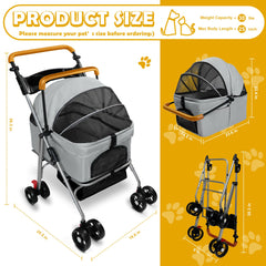 Laushery pet stroller storage-basket view highlights space for toys, treats, and bags.