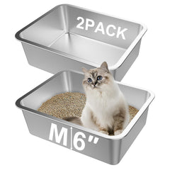 Lawei litter box 2pack outside view shows sturdy stainless steel construction for busy homes.