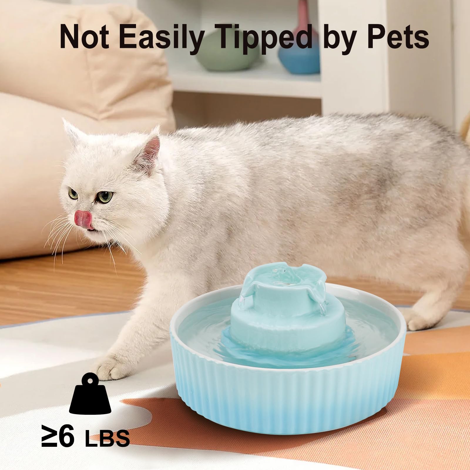 Lawfery 360-degree drinking area photo highlights easy access for all pets at any angle.