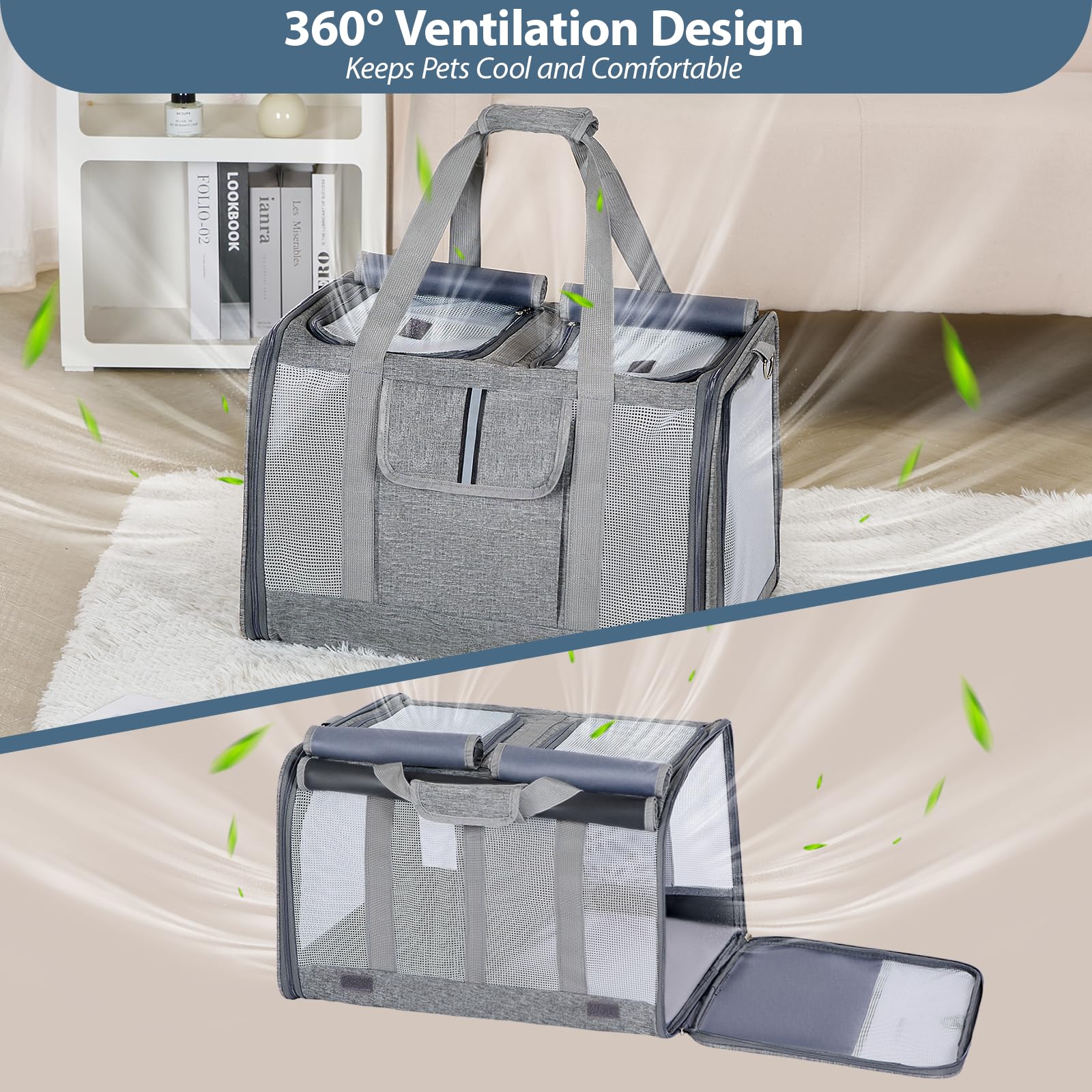 Lawfery Cat Carrier machine-washable-pad highlighting easy cleaning and comfort.