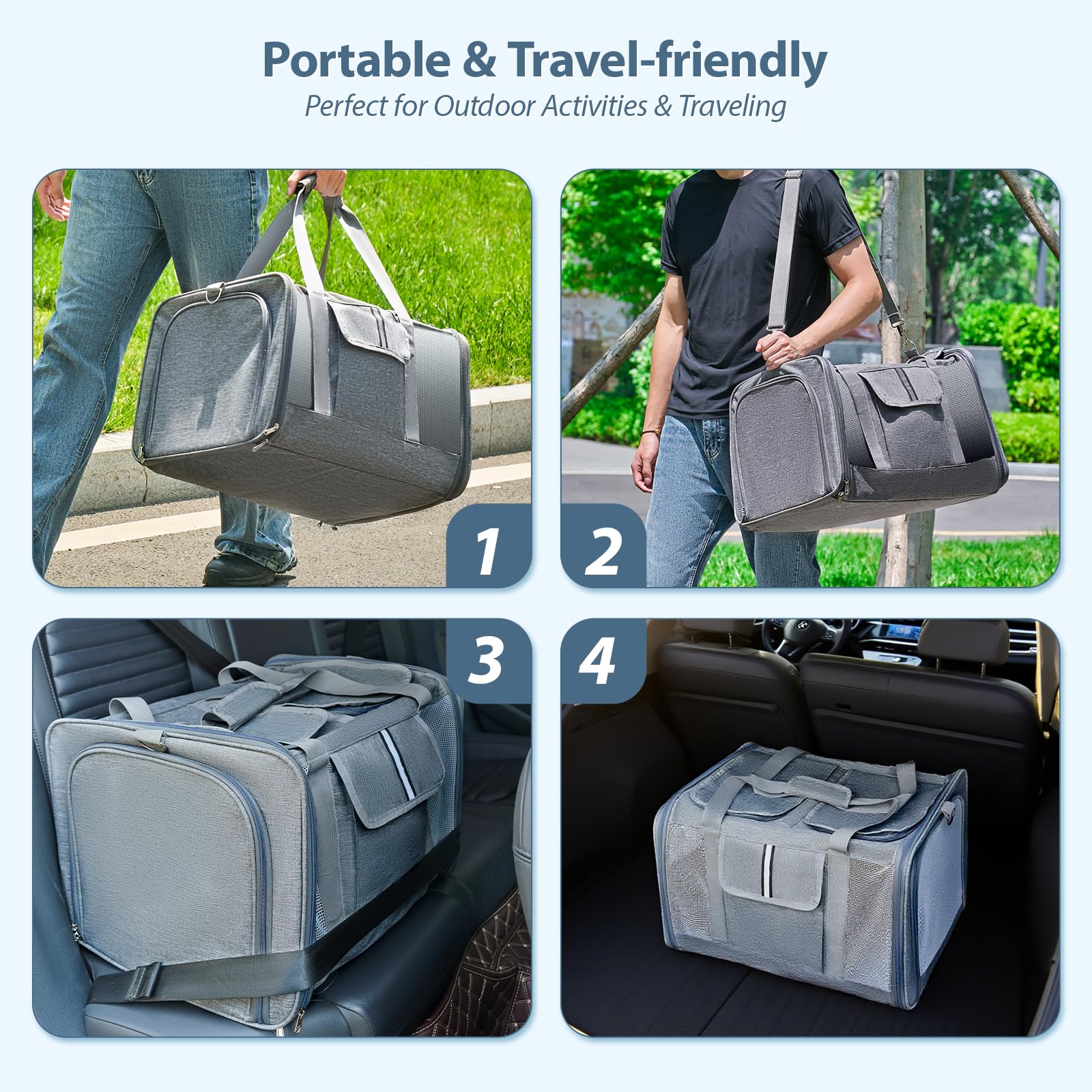 Lawfery cat carrier multi-entry ventilation ensuring airflow and visibility