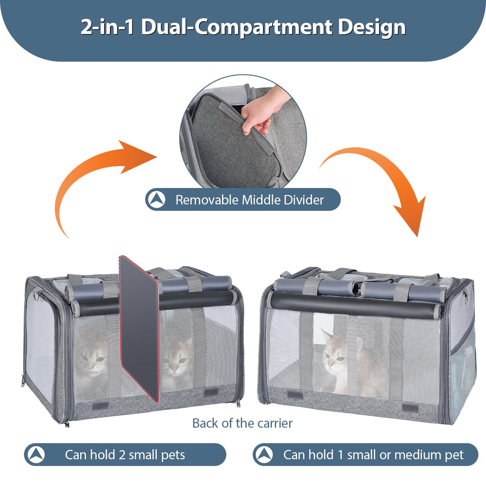 Lawfery Cat Carrier privacy-curtains-rolled showing privacy and sunshade.