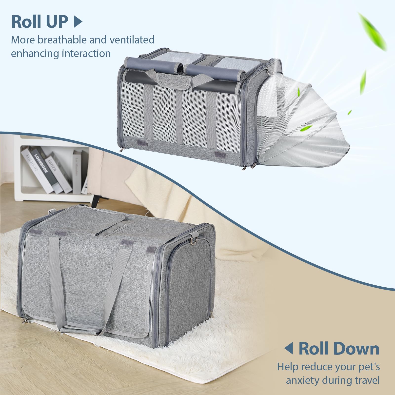 Lawfery cat carrier privacy curtains down sunshade and visual barrier
