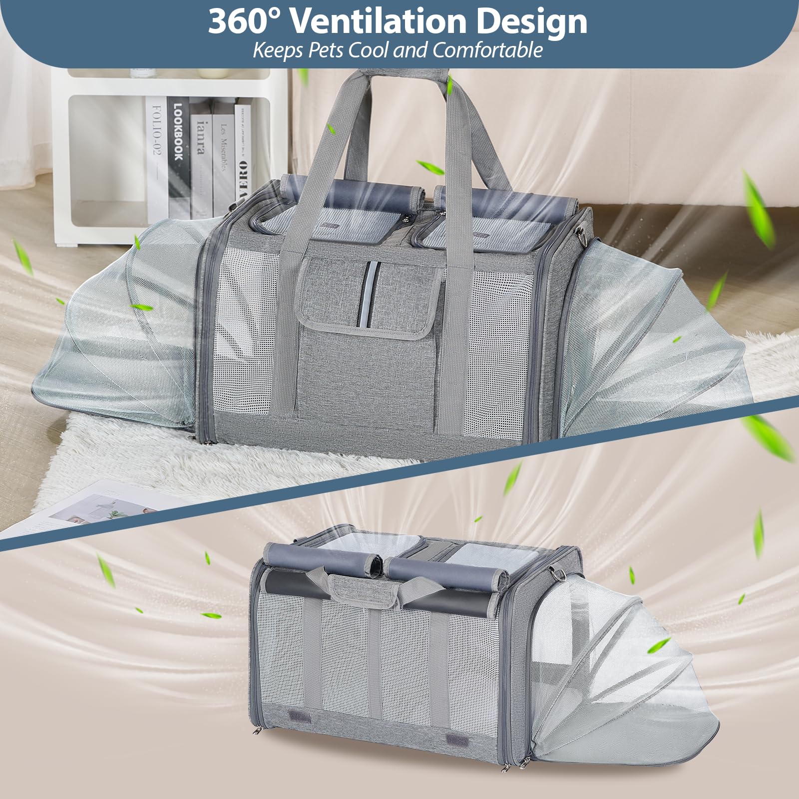Lawfery cat carrier roll-up curtains providing privacy during travel