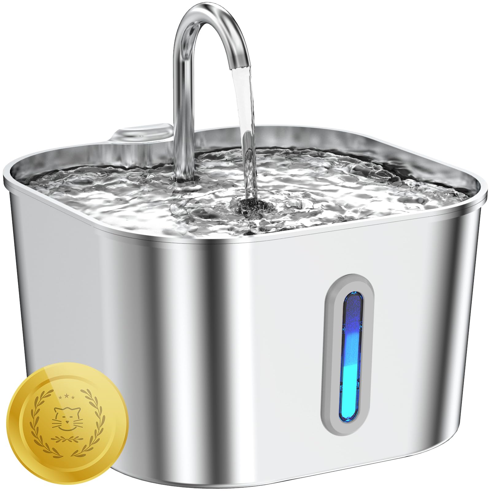 Lawfery cat water fountain shows 74oz capacity view for easy refills