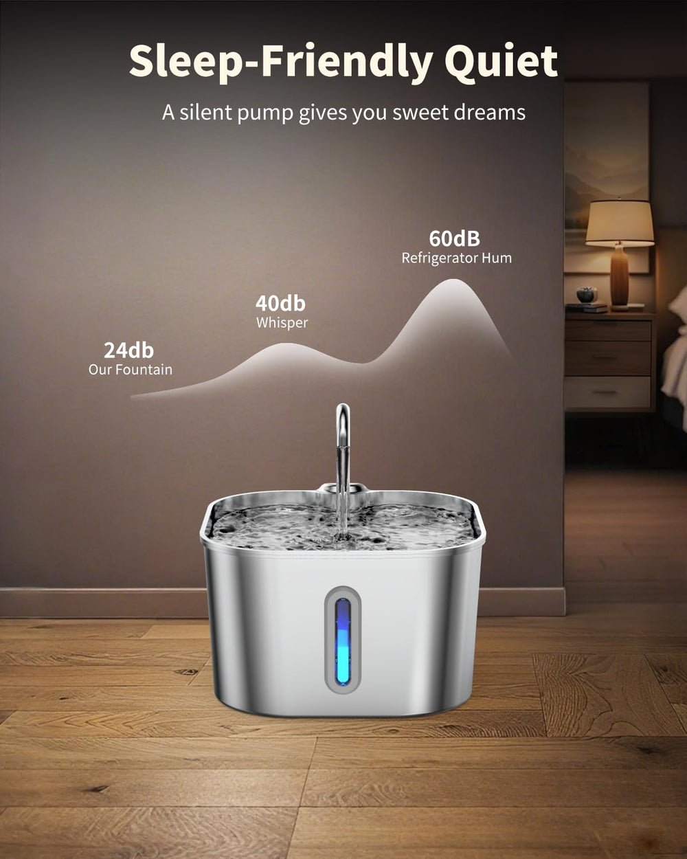 Lawfery cat water fountain 74oz capacity reduces refills for multi-pet homes