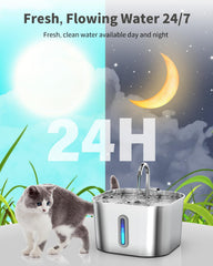 Lawfery cat water fountain stainless steel body offers durability and easy cleaning