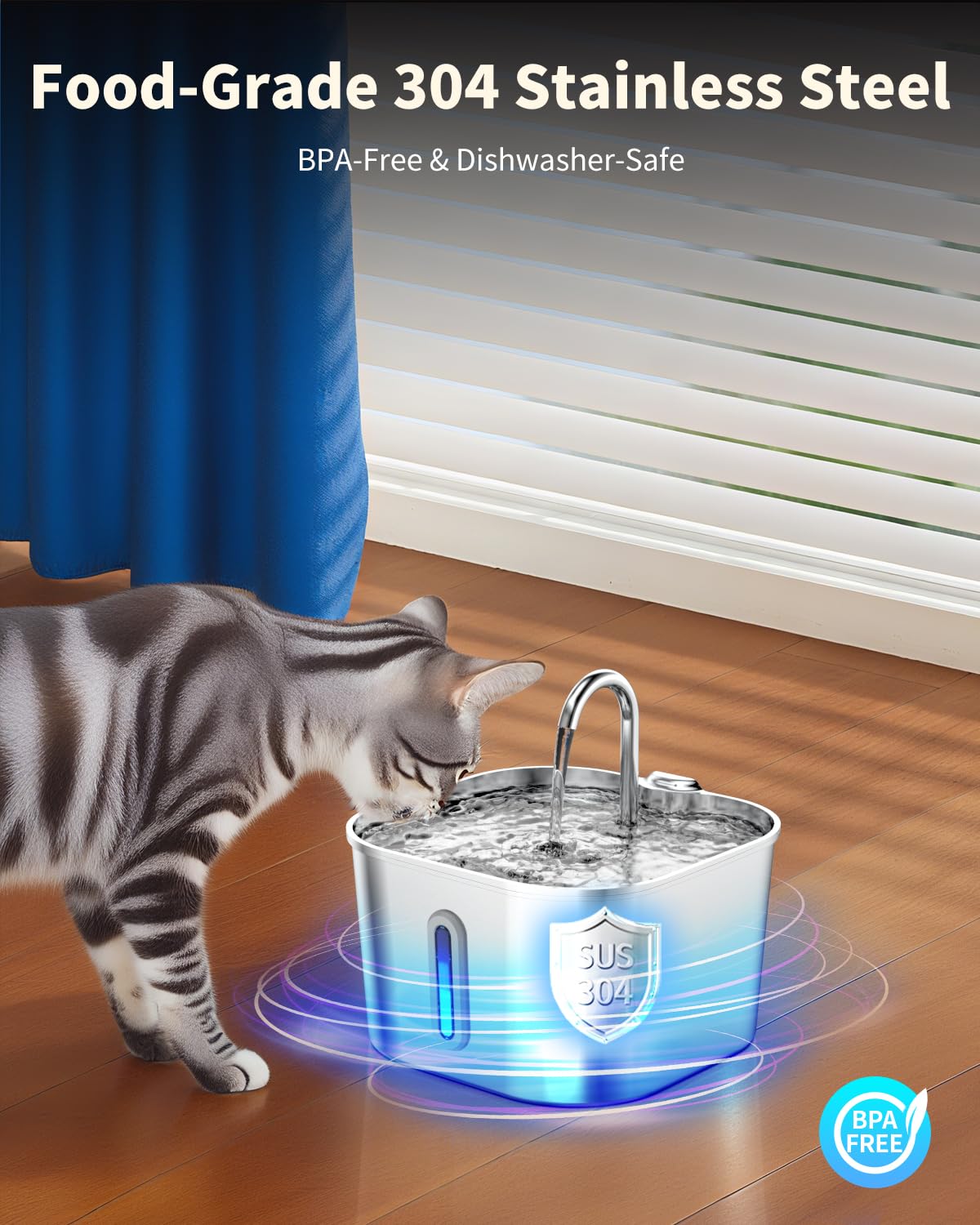 Lawfery cat water fountain stainless steel durability resists rust