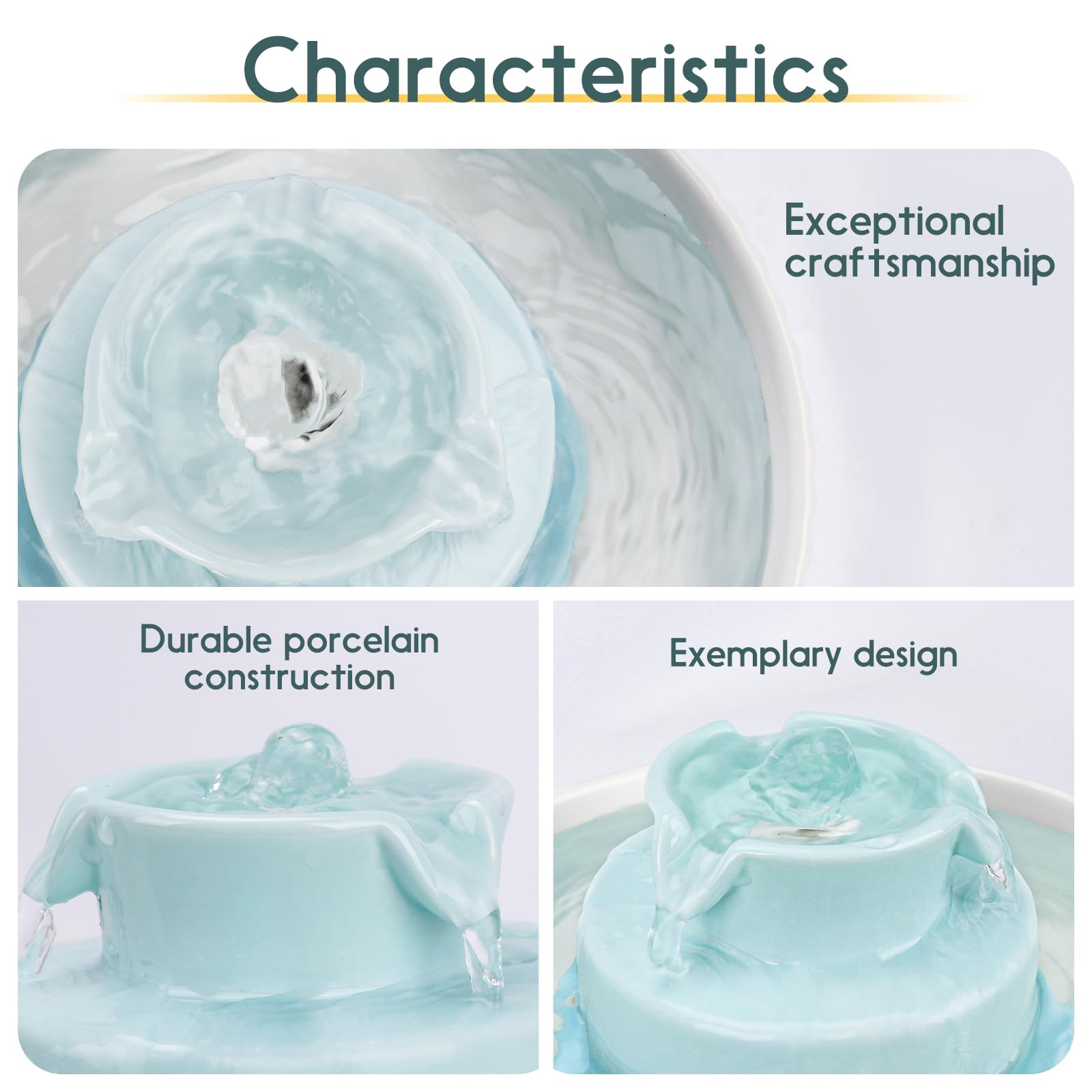 Lawfery cupcake fountain side view showcases quiet operation ideal for peaceful homes.