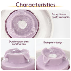 Lawfery ceramic cat water fountain top view showcases 360-degree drinking access for pets.