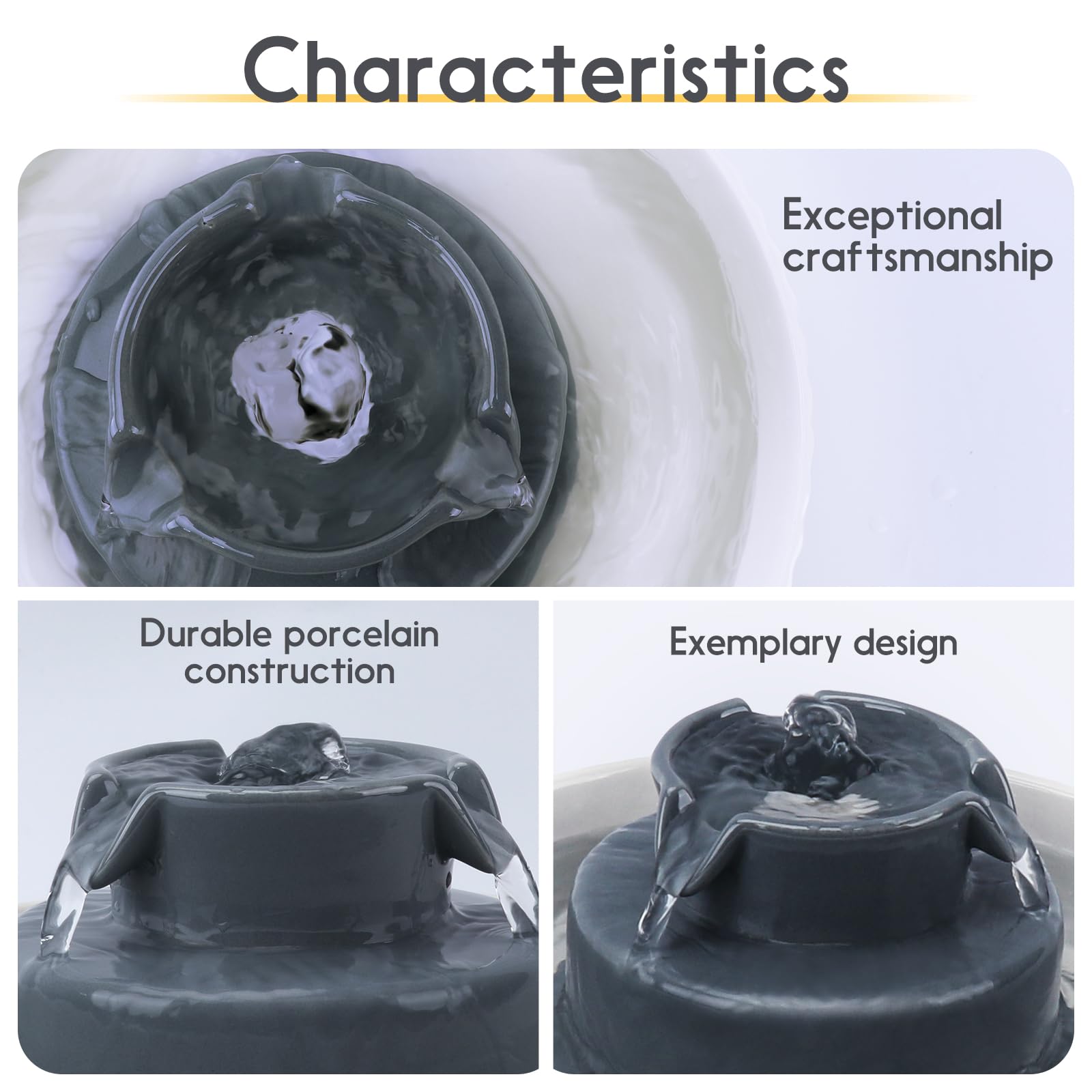 Lawfery ceramic cat fountain top view reveals 360° drinking area for all pets