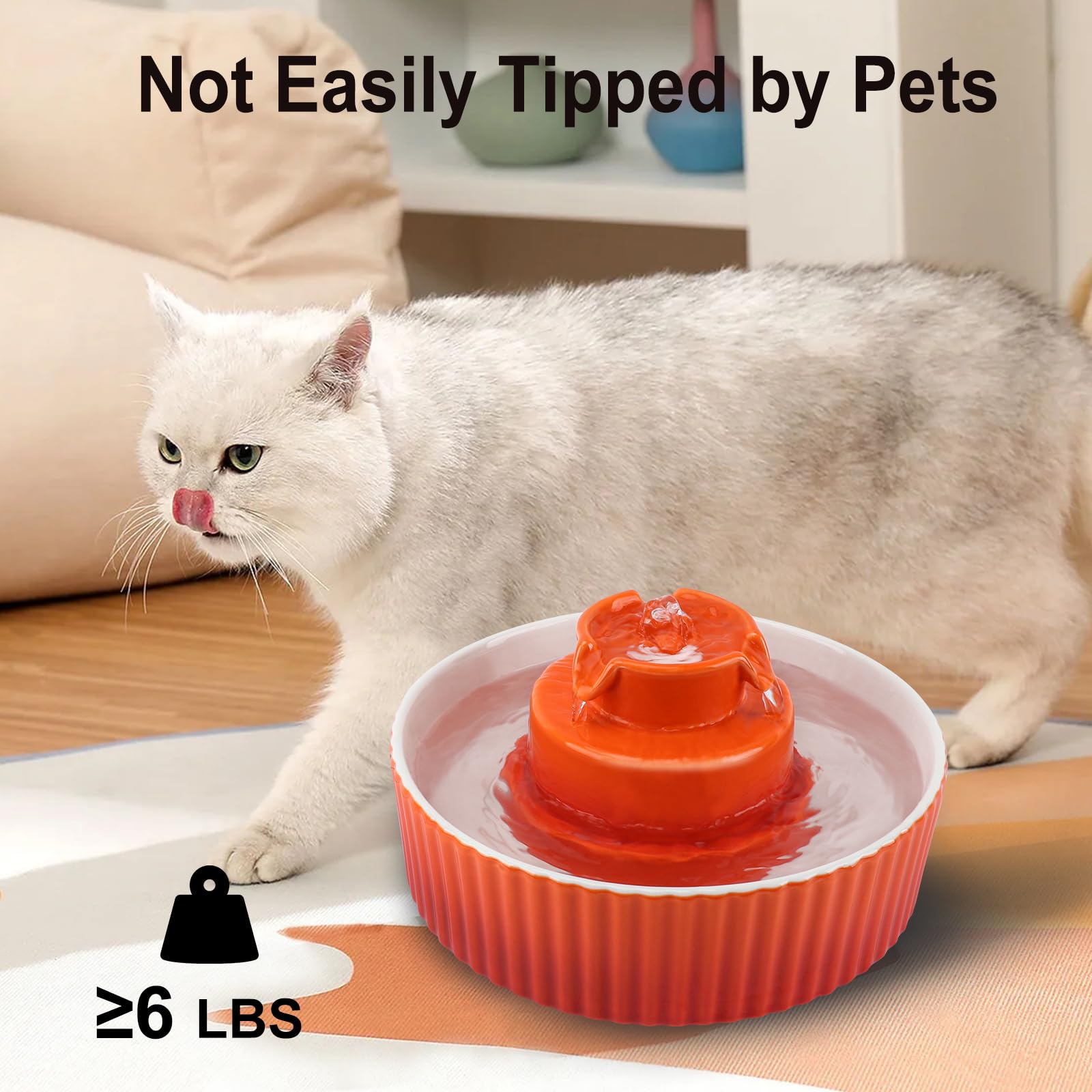 Lawfery Cupcake Cat Fountain smooth ceramic surface is easy to wipe clean daily