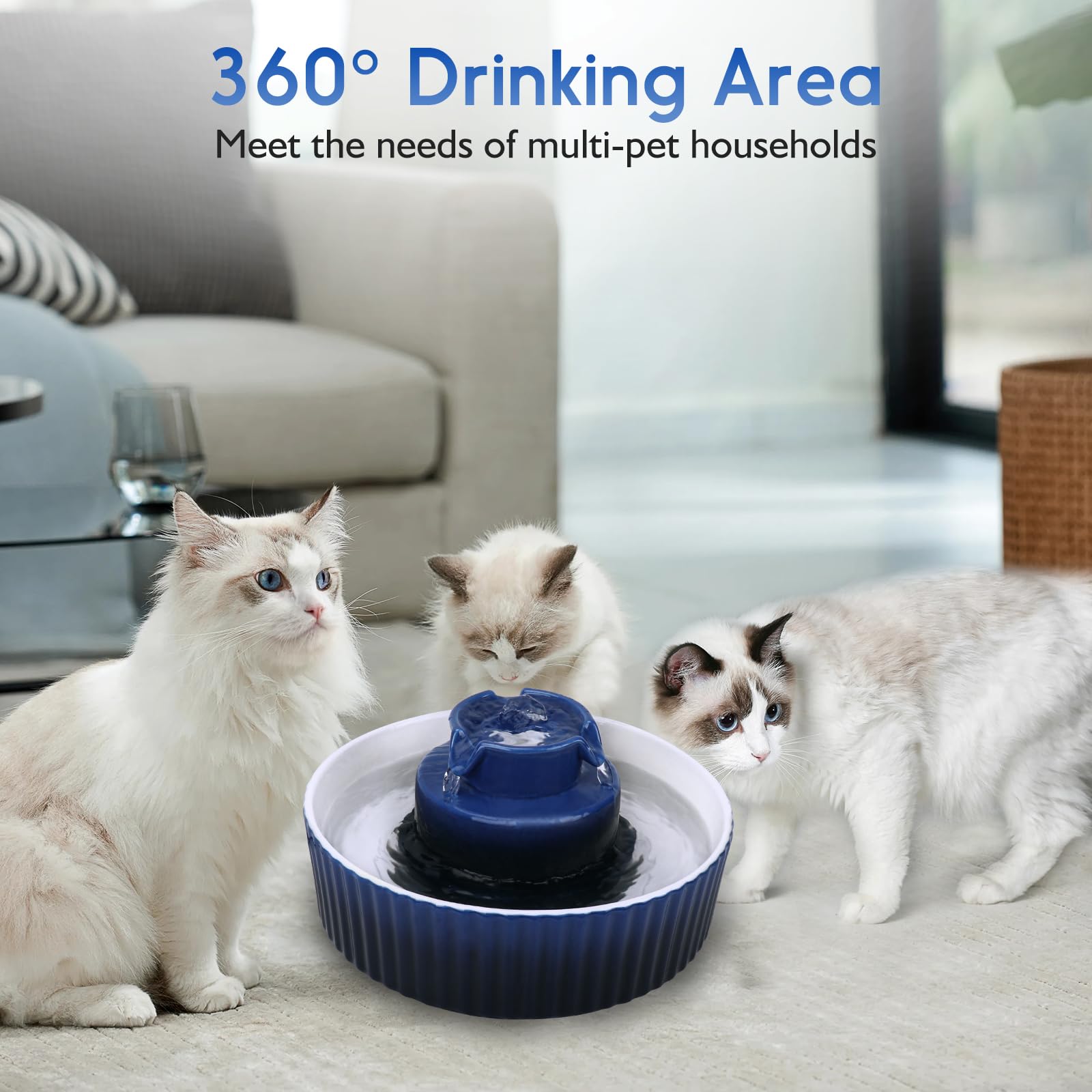 Lawfery 2L capacity provides steady water supply for multi-pet households.