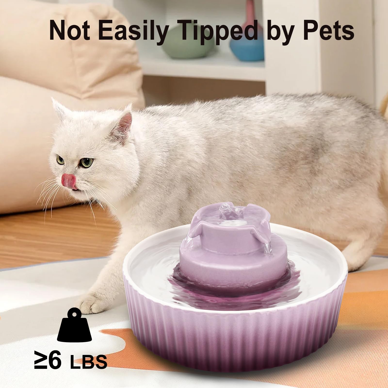Lawfery purple cupcake-design fountain adds playful aesthetic to any room.