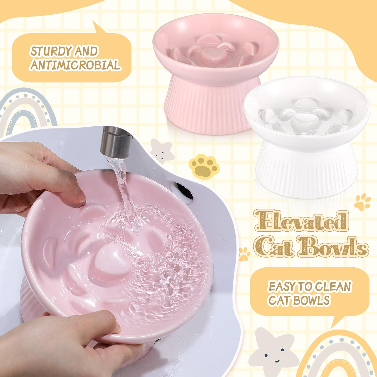 Layhit easy-clean ceramic bowls image of smooth surface for quick washing after meals.