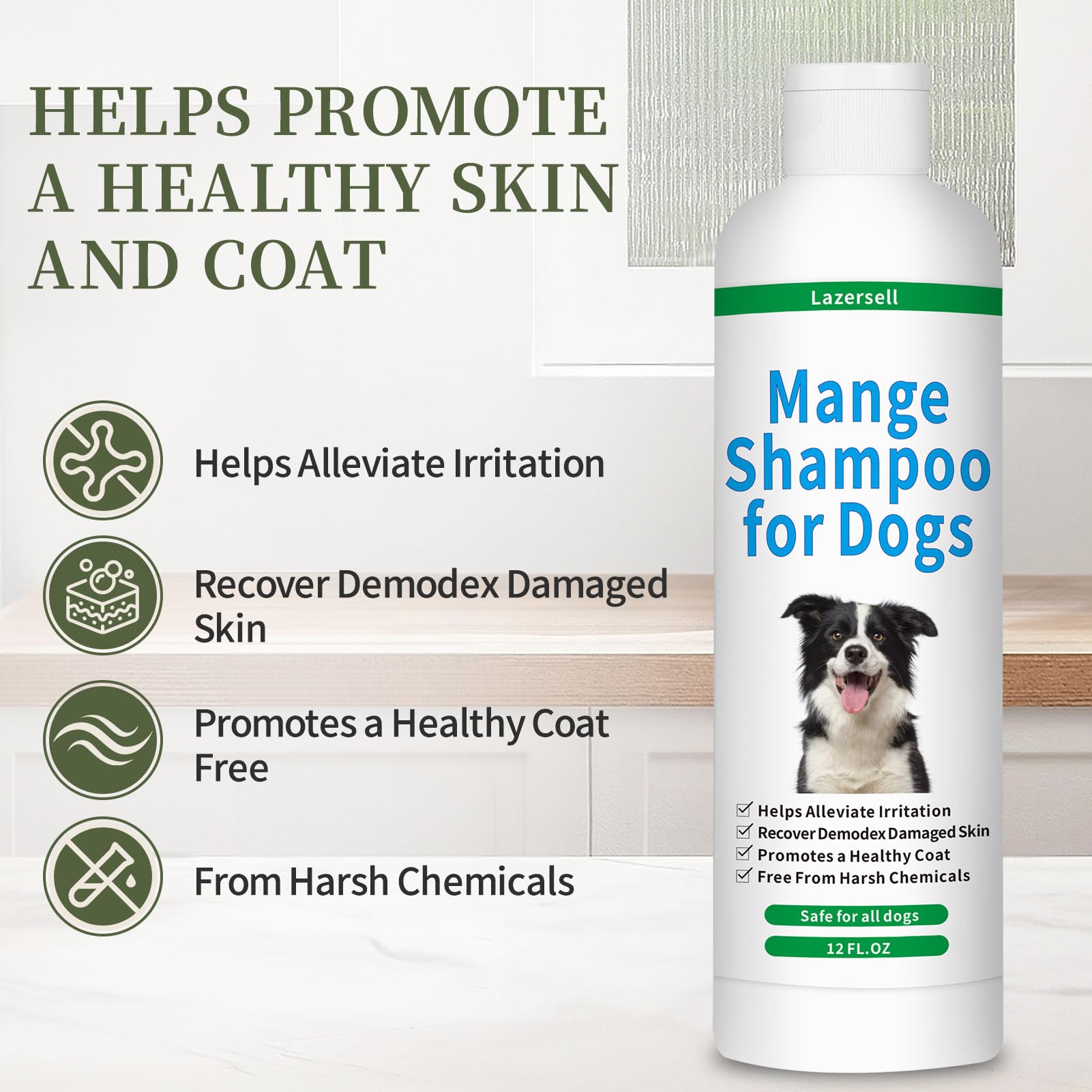 Lazersell shampoo with oatmeal calms irritated skin.