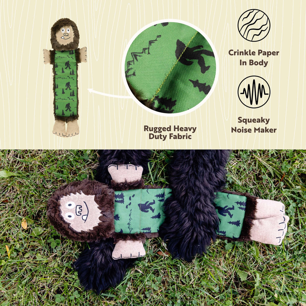 Lazy One Bigfoot Squeaky Dog Toy safe non-stuffed design reduces choking risk