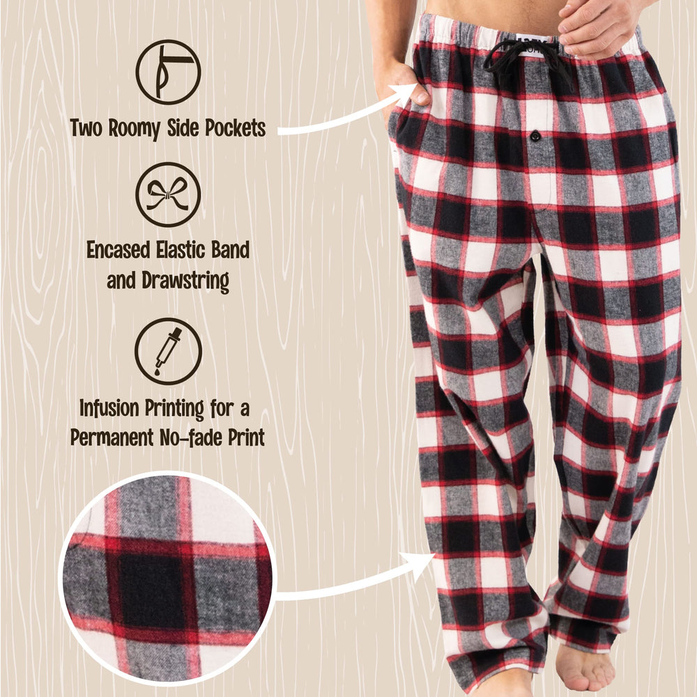 Lazy One flannel pajama pants size range XS to XL for a comfy fit
