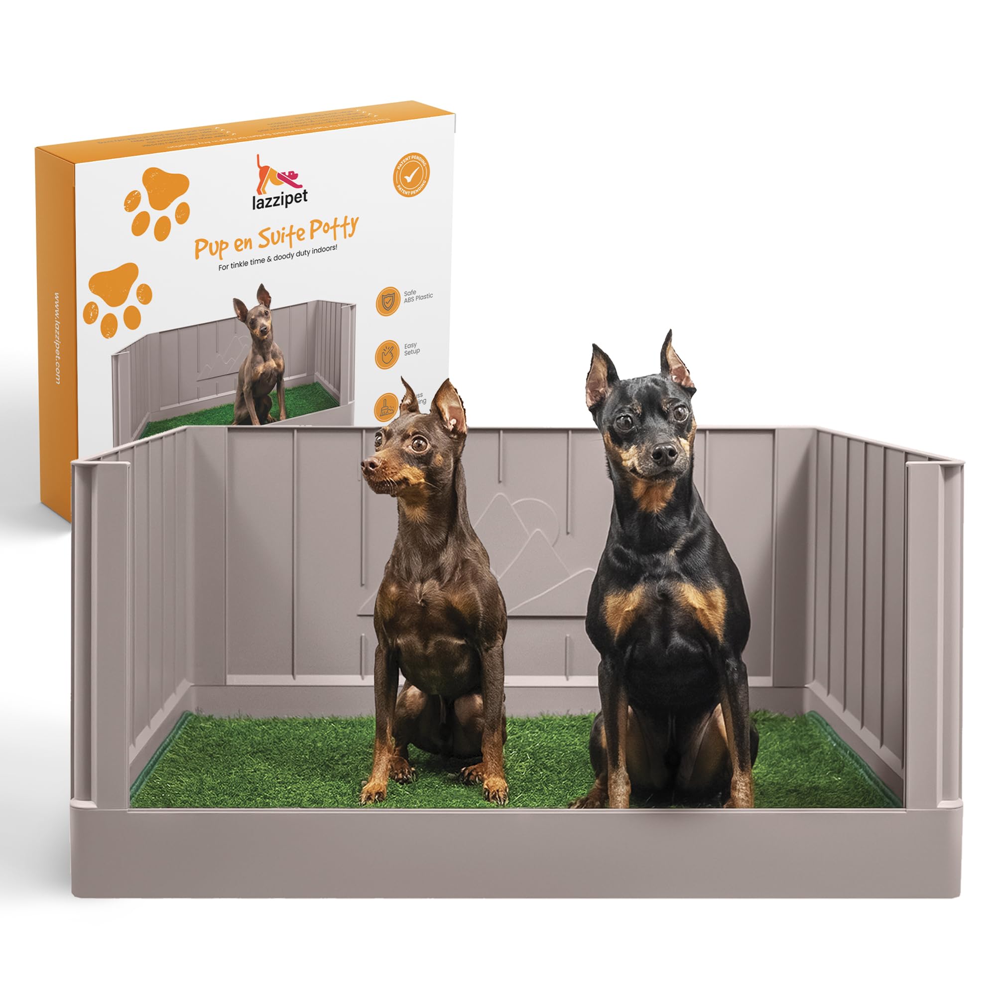 lazzipet Pup En Suite in-use setup with pad demonstrates easy cleanups.