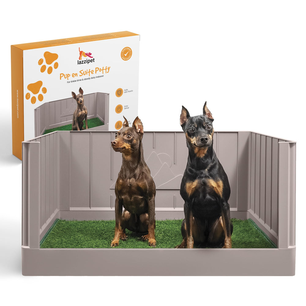 lazzipet Pup En Suite in-use setup with pad demonstrates easy cleanups.