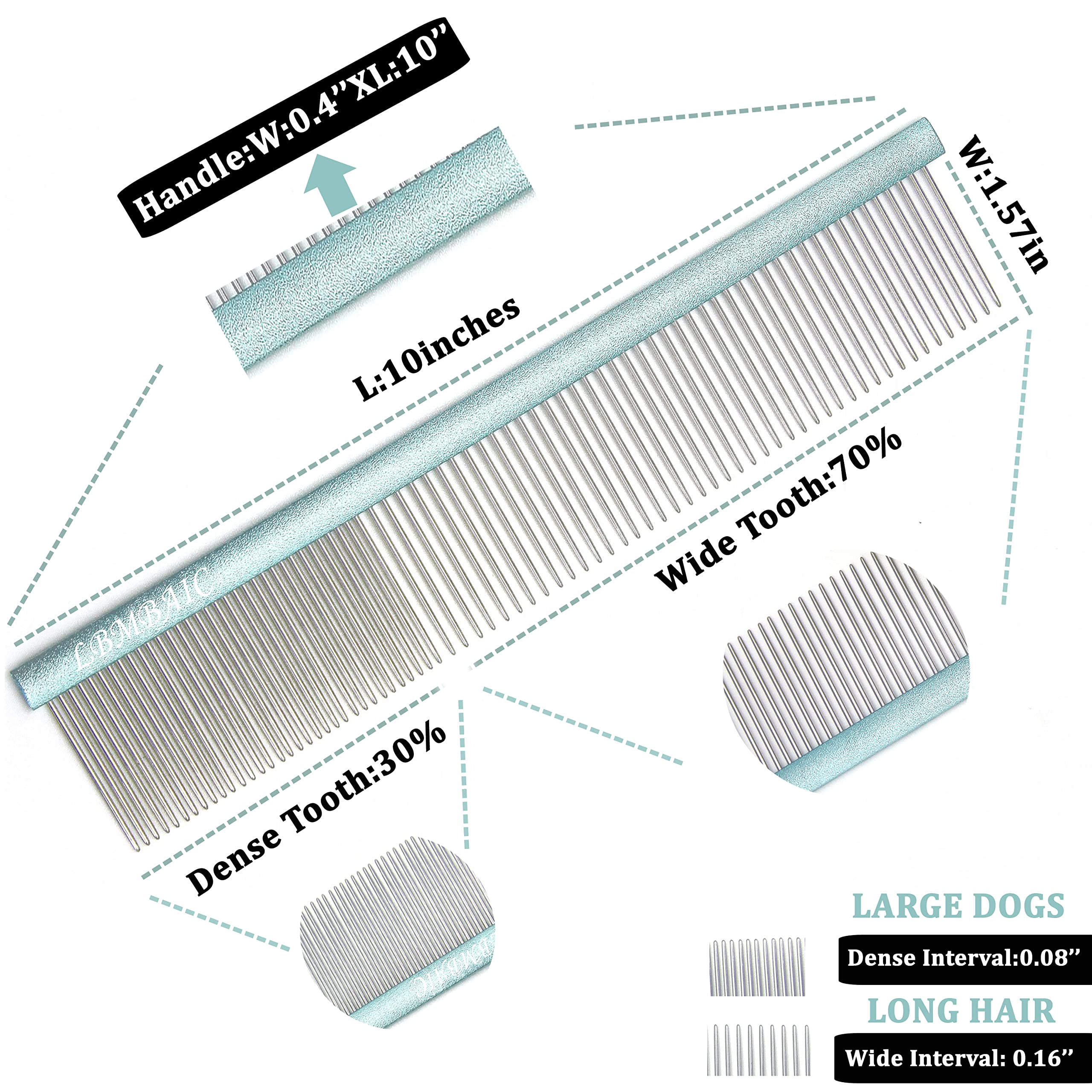 LBMBAIC large-dog comb with long teeth for undercoat shedding