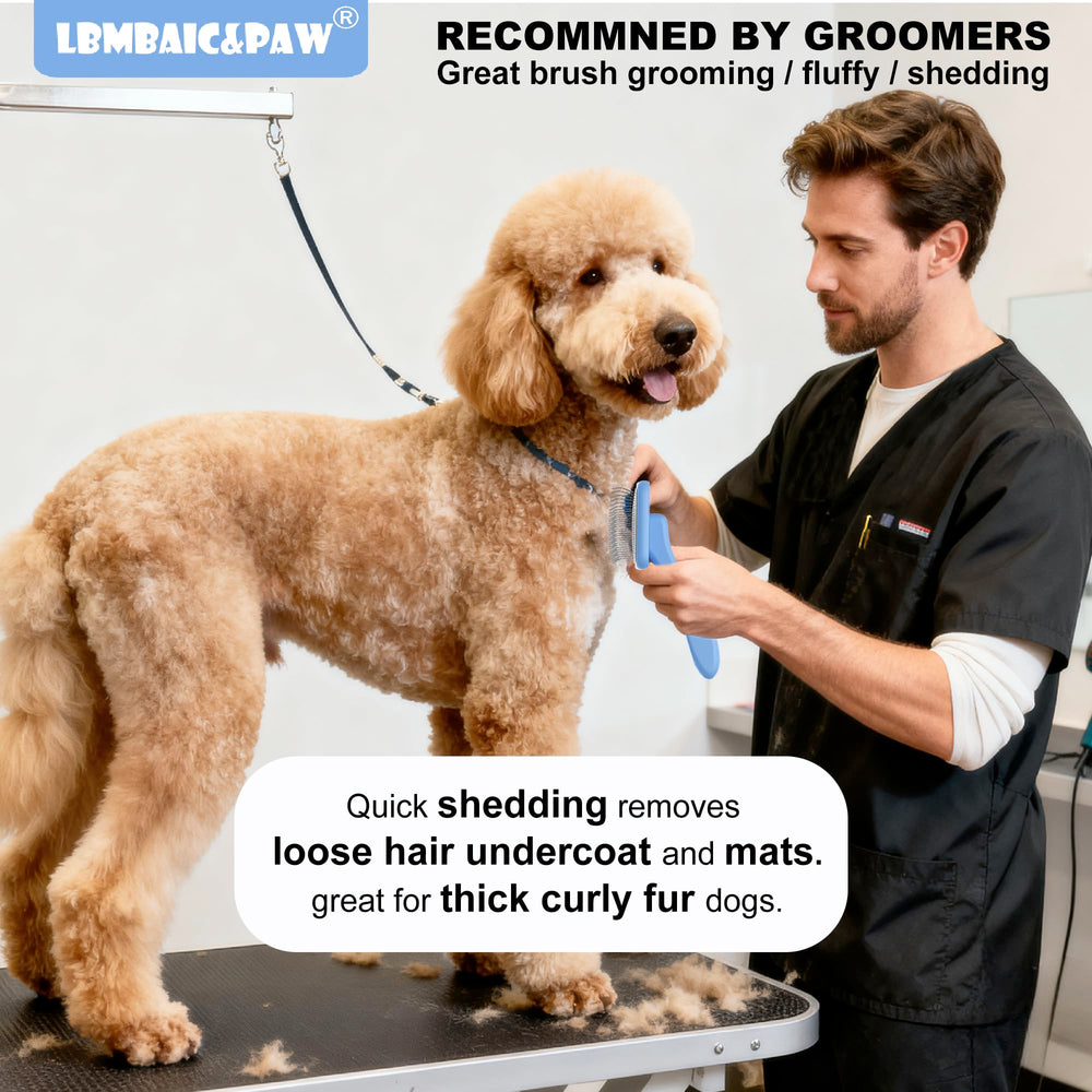 LBMBAIC&PAW ergonomic-handle brush reduces wrist fatigue while grooming.