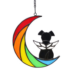 Lcensp Rainbow Bridge Dog Memorial Suncatcher glows in sunlight for a comforting keepsake