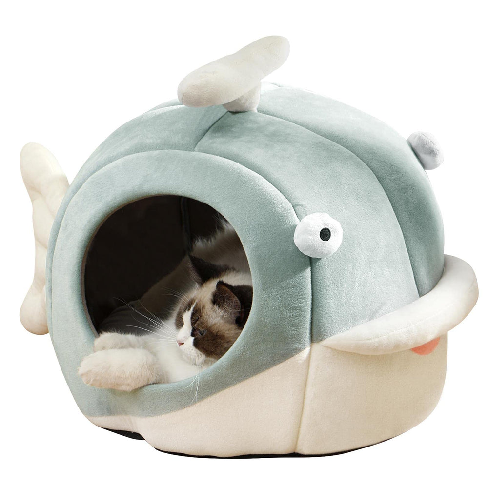 Lcybem cat bed cave front view offers a secure, cozy hideaway for indoor cats.