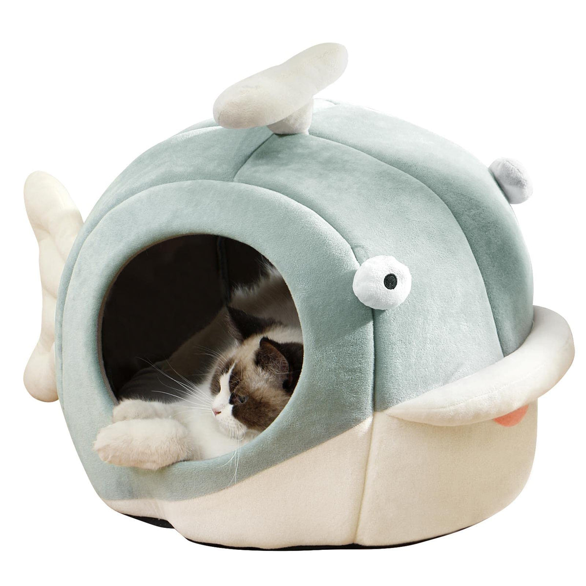 Lcybem cat bed cave front view offers a secure, cozy hideaway for indoor cats.