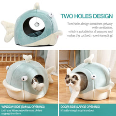 Lcybem cat bed dolphin design adds playful room decor with soft comfort.