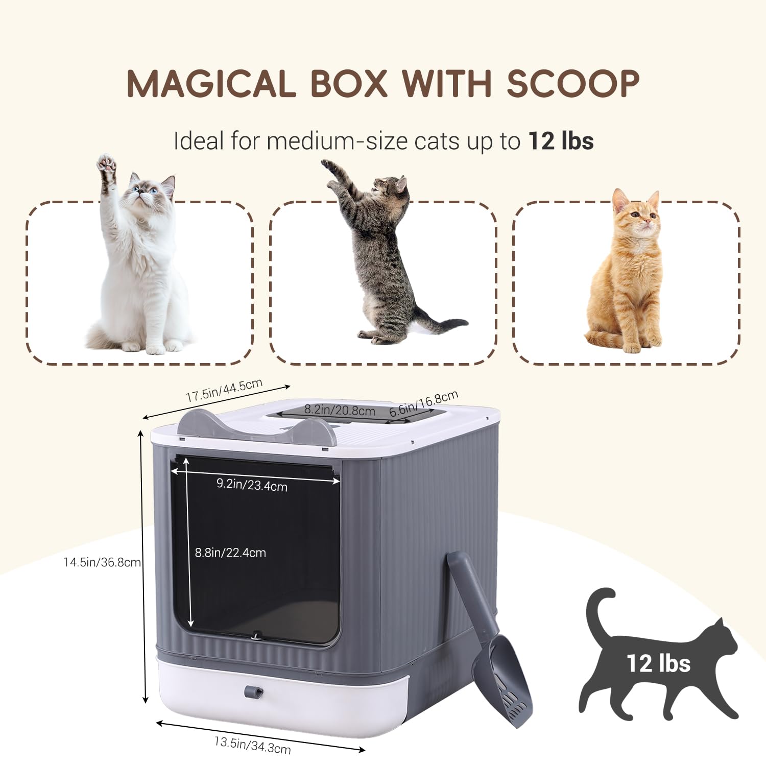 LCZLBRRD anti-splash litter box minimizes litter spray during use.