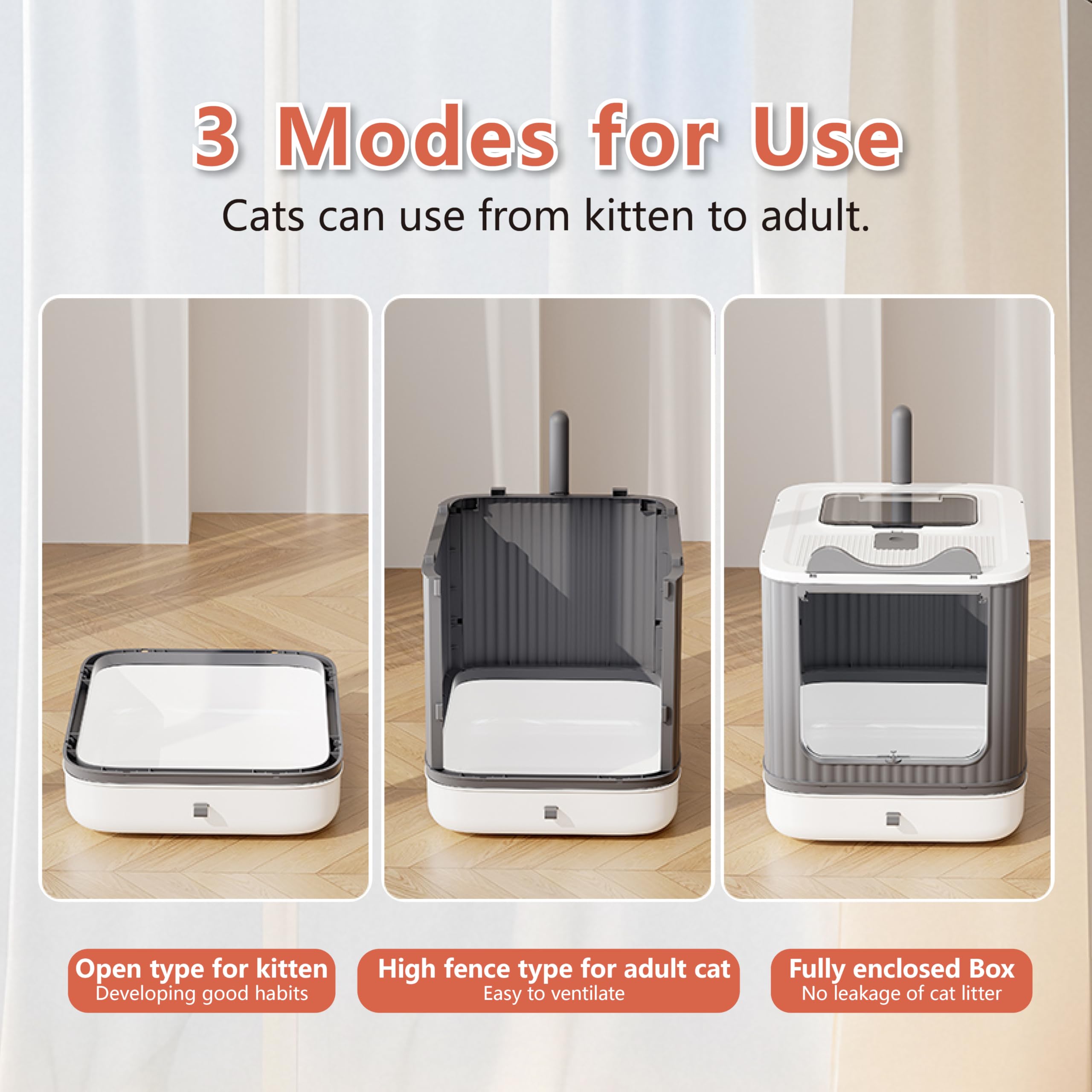 LCZLBRRD easy-clean hooded litter box with deodorization bag for fresh air.