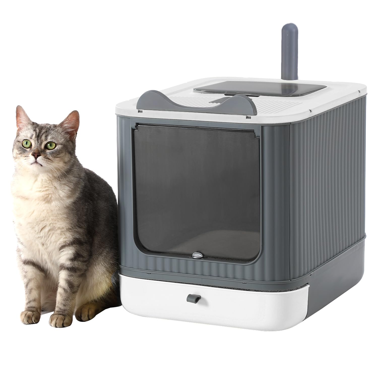 LCZLBRRD foldable cat litter box in open configuration for easy setup and quick access.