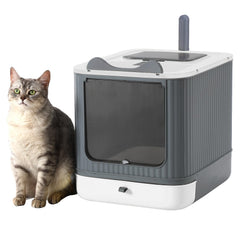 LCZLBRRD foldable cat litter box in open configuration for easy setup and quick access.