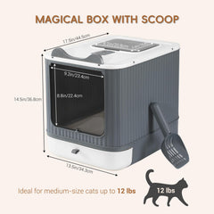 LCZLBRRD fully enclosed litter box with lid showing privacy and odor control.